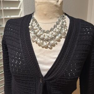 White House Black Market pearl and diamond layered adjustable necklace